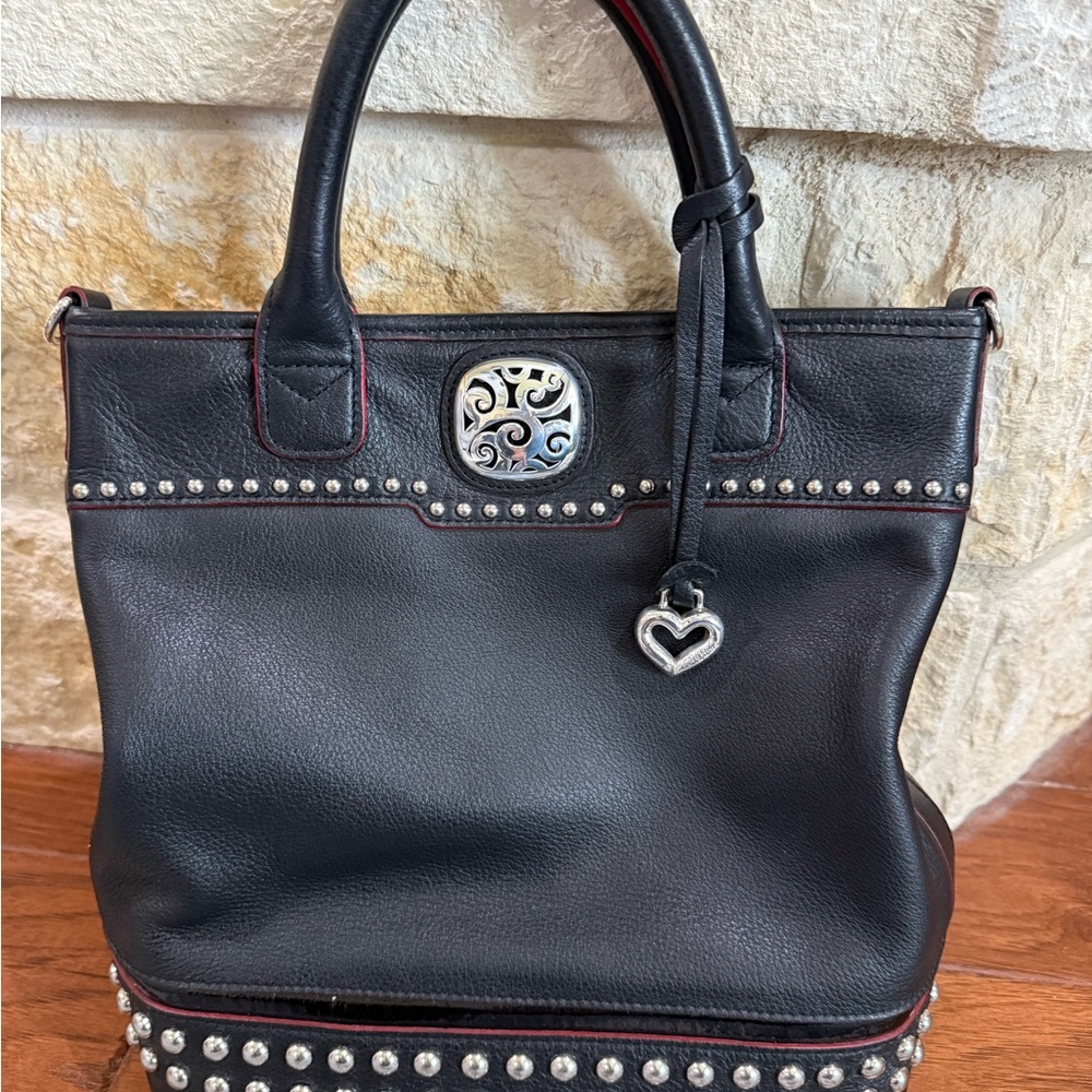 Brighton Black Studded Leather Tote Bag